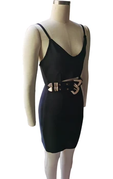 Elegantiškos Ledi Sexy V Kaklo Sagtis Juoda Tuščiaviduriai Iš Juodosios Tvarstis Suknelė 2020 Dizaineris Bodycon Vakare Šalis Suknelė Vestido