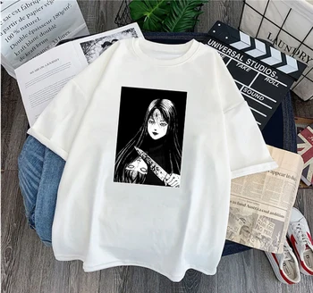 Japonų Anime Marškinėliai Vyrams Drabužius Tomie Junji Ito Siaubo Kietas Streetwear Tee Viršūnes Moterų 2020 M. Juodos spalvos Marškinėlius Camisetas Mujer