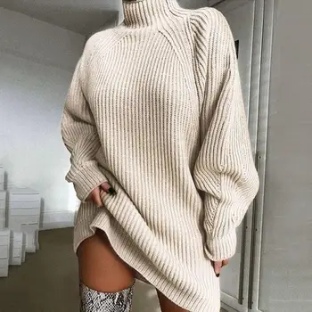 Mados Moterų kietas ilgomis rankovėmis golfo žiemos laisvas megztinis megztinis ilgomis rankovėmis megztinis džemperis džemperis džemperis sweate