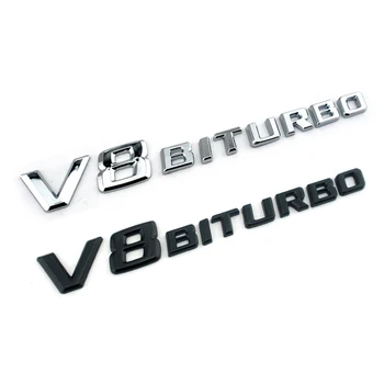 V8 BITURBO Logotipą, Automobilių Kamieno Pusėje Emblema 3D Lipdukas, Skirtas Mercedes Benz AMG A B C E S ML G SL Klasės GCV GLA GLE GLC GLS, GT CLS SLC