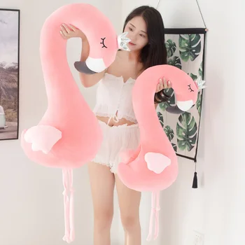 80cm Didelis dydis riebalų Animacinių filmų flamingo Piillow Minkštas įdaryti pagalvės Pliušinis Žaislas gyvūnų, paukščių miego pagalvės ilgos kojos Dovana vaikui mergina