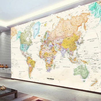 3D Tapetai Modernus Retro Pasaulio Žemėlapyje, Nuotraukų Sienų Freskomis vaiko Miegamasis Studijų Bibliotekos Siena Lipdukas Lipnios Lengva Valdyti Freskomis