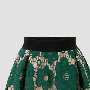 H Han Karalienė Naujus būsimus Europos Stiliaus Nėrinių-line Sijonai Moterims 2019 Atsitiktinis Tuščiaviduriai Iš Swing Sijonas OLIS Streetwear Midi Ilgio Sijonai