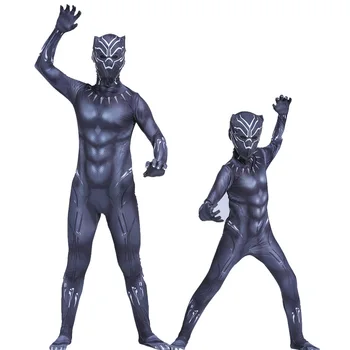 T'Challa Cosplay Kostiumas Vaikams Black Panther Kostiumas Helovinas Fancy Dress Rekvizitai Berniukai Jumpsuit Latekso removeble Kaukės Bodysuit