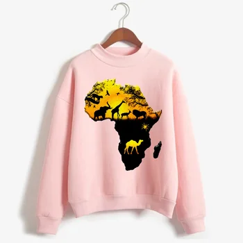 Afrikos Žemėlapyje, Grafinio Palaidinės Moterims, Drabužiai 2020 Harajuku Moterų Hoodies Estetinės Balto Print Puloveriai Sportinę Streetwear