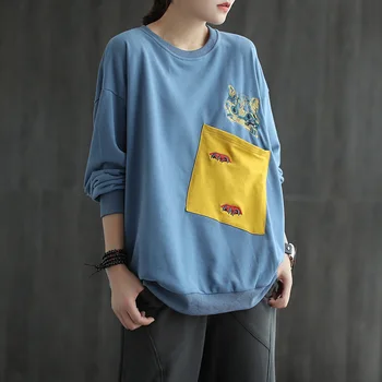 Max LuLu 2020 Korėjos Prabangos Dizaineris Prekės Streetwear Ponios Atsitiktinis Hoodies Negabaritinių Moterų Derliaus Palaidinės Medvilnės Drabužius