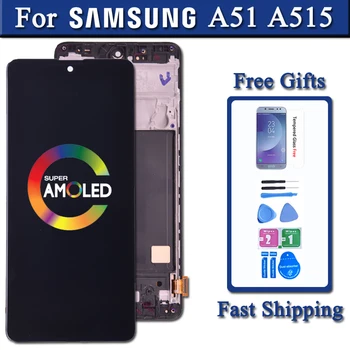 SUPER AMOLED Ekranas Samsung Galaxy A51 LCD A515 A515F A515F/DS A515FD LCD Ekranas Touch 