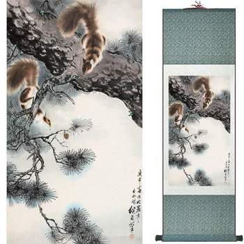 Voverės tradicinės Kinų tapybos Meno Tapybos šilko pažymėkite panda meno tapybos voverė nuotraukas 82406