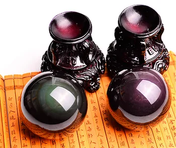 Brazilija Natūralus Juodas Obsidianas Spalva Crystal Healing Didelis Kamuolys Srityje Žalia Violetinė Raudona-Mėlyna Galingas Gydymo Akmuo 53mm AAAAA