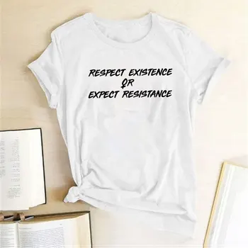 2020 Naujas Feminizmo Feminizmas T-shirt Moterims Atžvilgiu Buvimas arba Tikėtis Pasipriešinimo Laiškas Spausdinti Top Marškinėliai Femme Camiseta Mujer