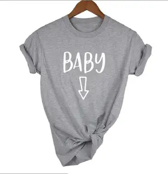 OKOUFEN Nėštumo Skelbimas Kūdikių Alaus Pilvo T-shirt Mama Mama Atitikimo Pora Viršų Tee Moterų Mielas Juokingas Topai Marškinėliai