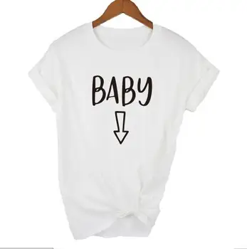 OKOUFEN Nėštumo Skelbimas Kūdikių Alaus Pilvo T-shirt Mama Mama Atitikimo Pora Viršų Tee Moterų Mielas Juokingas Topai Marškinėliai