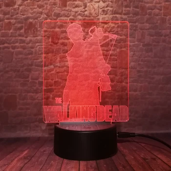 U.S.TV Drama Pav Veiksmų The Walking Dead Rick Daryl Dixon Cool 3D LED Nakties Šviesa 7 ColorChange Lempos Berniukai Vyras Gerbėjai Kalėdų Dekoro