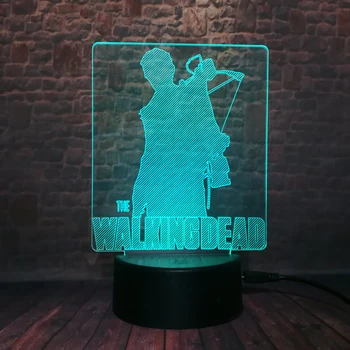 U.S.TV Drama Pav Veiksmų The Walking Dead Rick Daryl Dixon Cool 3D LED Nakties Šviesa 7 ColorChange Lempos Berniukai Vyras Gerbėjai Kalėdų Dekoro