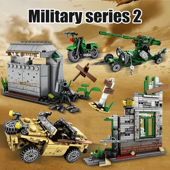 Miestas, Karinės Armijos Sunkvežimių Modelio Blokai WW2 Bakas Vežime Automobilių Karių Ginklas Plytų Žaislai Vaikams Berniukams