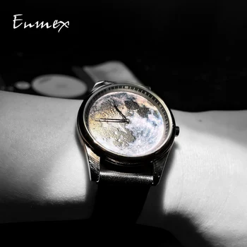 Enmex Individualizavimas specialaus dizaino laikrodis 3D mēnesnīcas peizažas kūrybinis dizainas neutralus cool mados kvarcinis laikrodis vyrams žiūrėti