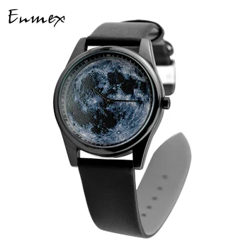 Enmex Individualizavimas specialaus dizaino laikrodis 3D mēnesnīcas peizažas kūrybinis dizainas neutralus cool mados kvarcinis laikrodis vyrams žiūrėti