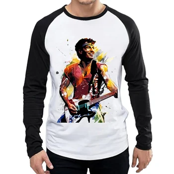 Bruce Springsteen Marškinėliai ilgomis Rankovėmis Mens Bruce Springsteen Marškinėliai Topai Tees marškinėlius Baltos Spalvos, Pilnas Drabužių Rankovės