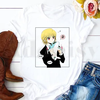Hunter X Anime, Manga Kurapika HxH Velnio Akis Moterų Marškinėliai Harajuku Moterų trumpomis Rankovėmis T-shirt Vasaros Marškinėlius Drabužiai