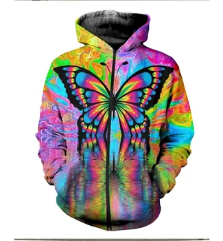 PLstar Kosmosas Mados Vyrų Prisiminimų, hoodies spalvinga psichodelinio drugelis 3D Spausdinimo Hoodie Unisex streetwear bliuzono Palaidinukė