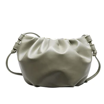 Moterų crossbody maišelį Naujas klostuotas kukulis bun korėjos stiliaus madinga, paprasta, gryna spalva PU krepšys Debesis maišelį Pečių Maišą Hobos krepšys