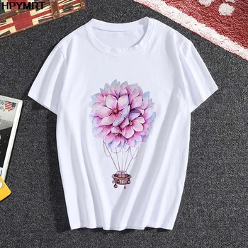 2020 naujas Vasaros trumpomis Rankovėmis Gėlių Gėlių Mados Lady T-shirts Viršuje Harajuku Marškinėlius Ponios Moterys, Grafinis Moterų Tee Marškinėliai