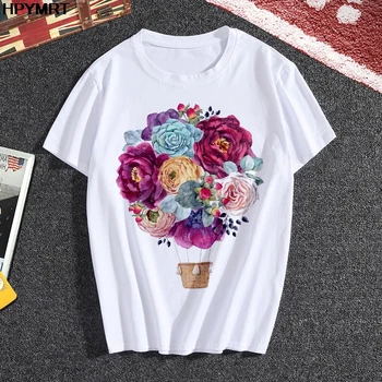 2020 naujas Vasaros trumpomis Rankovėmis Gėlių Gėlių Mados Lady T-shirts Viršuje Harajuku Marškinėlius Ponios Moterys, Grafinis Moterų Tee Marškinėliai