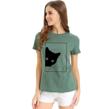 2019 naują atsitiktinis ponios trumpas rankovės mados print T-shirt išskirtinį S
