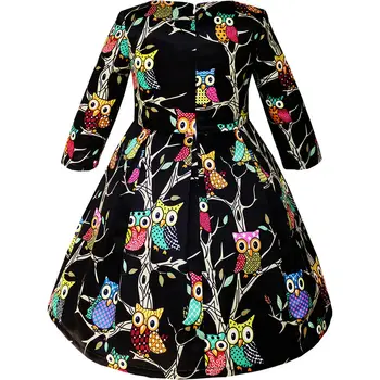 Mergaičių Suknelė Spausdinimo Pelėda Šalies Ilgomis Rankovėmis Mielas 2020 Metų Vasaros Princesė Animacinių Filmų Gyvūnų Fox Aplikacijos Grafiti Dydis 4-14 Karnavalas