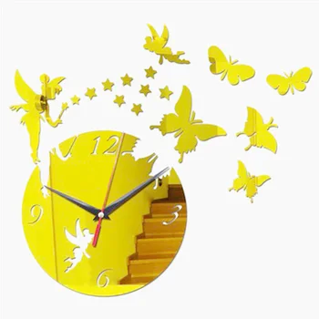 Sieninis Laikrodis Modernus Dizainas, Laikrodžiai, Namų Dekoro Akrilo Veidrodis Laikrodžiai Drugelis Elfų Namų Puošybai Kambarį HG0224