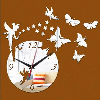 Sieninis Laikrodis Modernus Dizainas, Laikrodžiai, Namų Dekoro Akrilo Veidrodis Laikrodžiai Drugelis Elfų Namų Puošybai Kambarį HG0224