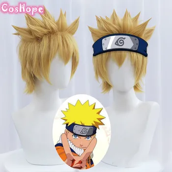 Naruto Uzumaki Naruto Cosplay Cosplay Vyrai Trumpas Aukso Perukas Cosplay, Anime Cosplay Perukas Karščiui Atsparių Sintetinių Perukai