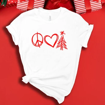 Taikos Meilės Kalėdų Juokinga Viršūnes Moterų Negabaritinių Marškinėliai Priežastinis Prarasti Ponios Marškinėlius Pilnas Rankoves Grynos Medvilnės Mama Gyvenime Drabužiai