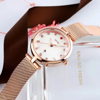 SKMEI 2020 Naujas Rose Gold Moterų Žiūrėti Akies Apyrankė, Elegantiškas Ponios Kvarco Riešo Žiūrėti Vandeniui Moterų Laikrodis Reloj Mujer 9215