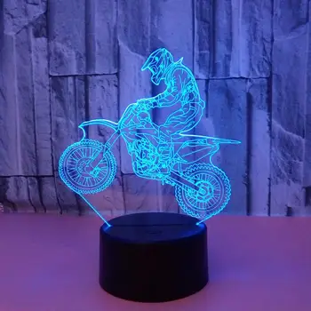 3D Akrilo Motociklo 7 Spalvų Gradientas LED Jutiklinis Kontrolės Naktį Šviesos Stalo Lempa Bazės Šviesos Namų Lentynoje Apdaila