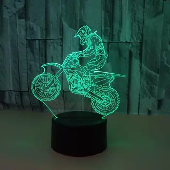 3D Akrilo Motociklo 7 Spalvų Gradientas LED Jutiklinis Kontrolės Naktį Šviesos Stalo Lempa Bazės Šviesos Namų Lentynoje Apdaila