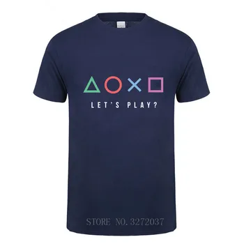 Playstation Leidžia Žaisti marškinėliai Medvilnė, Rankovės o-kaklo T-Shirt 2019 M. Vasarą Naujų Vaikino Dienos Dovanų Top Tee