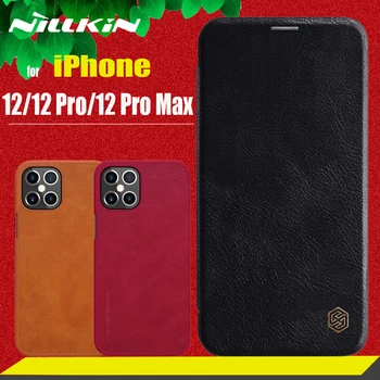 IPhone 12 12 Pro Max Atveju Korpusas Nillkin Originali Minkštos PU Odos Flip Case Kortelės, Piniginės, Dėklai iPhone 12 Pro Telefono Dangtelį