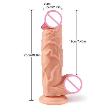 XXL Tikroviškas Dildo 9.8 Colių Didžiulis Dildo Atsipalaidavimo Wand Massager Sekso Žaislas su Galinga Siurbimo Taurės Moterų Sekso Produktas