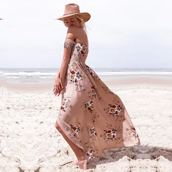 2020 Moterų Suknelės, Vasaros Paplūdimys Atostogų Suknelė Moterims Atsitiktinis Gėlių Spausdinti Elegantiškas Boho Ilga Suknelė Seksualus, Šaliai, Skraistės