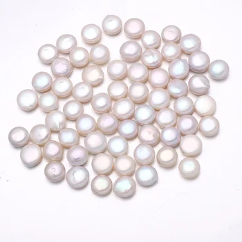 3pcs Mygtuką Baltos spalvos Apvalių Perlų Karoliukais Natūralūs Gėlo vandens Baroko Perlai už Karoliai, Apyrankės Papuošalai Padaryti DIY Dydis 10-11mm
