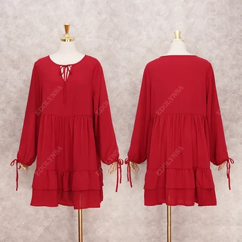 2020 m. Pavasarį, Rudenį Moterų Suknelė Žibintų Rankovės Mini Suknelė Raudona Apranga Kalėdos Suknelės Moterims, Vakaro Šalis, Drabužiai moterims, drabužiai Y28