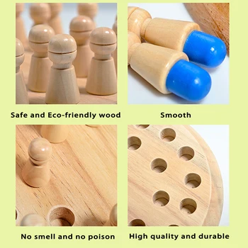 Medienos Atminties Rungtynės Stick Šachmatų Žaidimą Vaikams Montessori Ugdymo Mediniai Žaislai, Kūdikių Mokymosi Spalvų Jutimo Žaislai, Šeimai Šalis Žaidimas