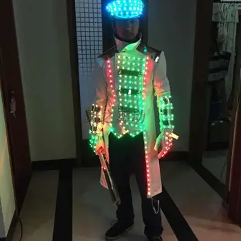 Led Šviesos Kostiumas Kostiumas dj Scenoje Rodyti Šviesos Striukė Žėrintis Šokių Putojantis rodyti Drabužius Robotas Vyrų, Moterų Kostiumas Baras