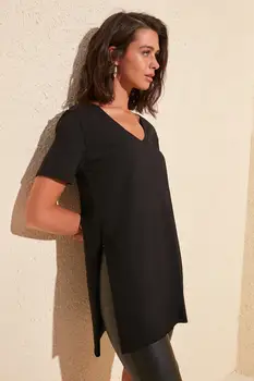Trendyol V-Kaklo Nesimetriškas Megzti Marškinėliai TWOSS20TS0927