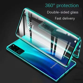 Magnetinės Metalo Case For Samsung Galaxy S20 Ultra S10 S8 S9 Plus Double Side Stiklo Atveju A51 A71 A50 A70 Pastaba 20 10 8 9 Pro