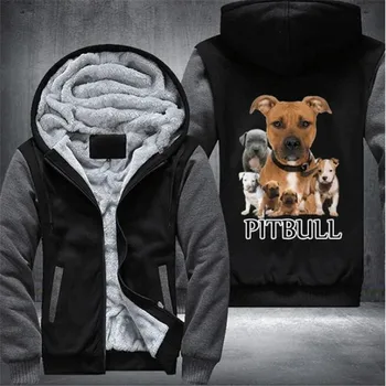 Pitbull Mens Žiemos Hoodies Vyrų Harajuku Aukštos Kokybės Laisvalaikio Megztiniai Užtrauktukas Šiltą Sportinę Aprangą Tirštėti Šiltas Outwear Viršūnės