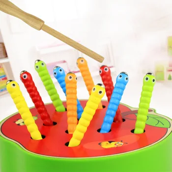 Bamblys Medienos Magnetiniai Blokai Puikus Žaislas Vaisių Blokuoti Žaislai, Raudoną Braškę/ 