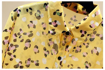 Geltona Moterims Palaidinės Spausdinti Šifono Palaidinė 2020 Naujų Pasakų Turn-žemyn Apykaklės ilgomis Rankovėmis Marškinėliai Slim Moterų apsaugos nuo Saulės Marškinėliai Blusas