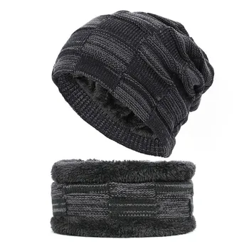 Hat vyrų žiemos apykaklės tiktų Pliušinis šiltas megztas vilnos skrybėlę vyrų žiemos mados mados korėjos kaklo apsaugos medvilnės skrybėlę